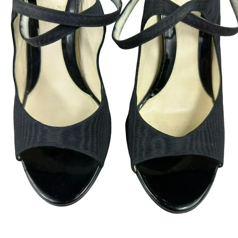Fendi Designer Shoes Black Satin Open Toes Sandals 38.5 /‎ 7.5